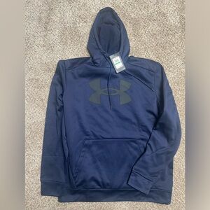 Under Armor Mens Large Navy Logo Hoodie NWT